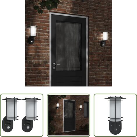 Apliques de pared -  Apliques de exterior con sensor 2 uds acero inoxidable negro