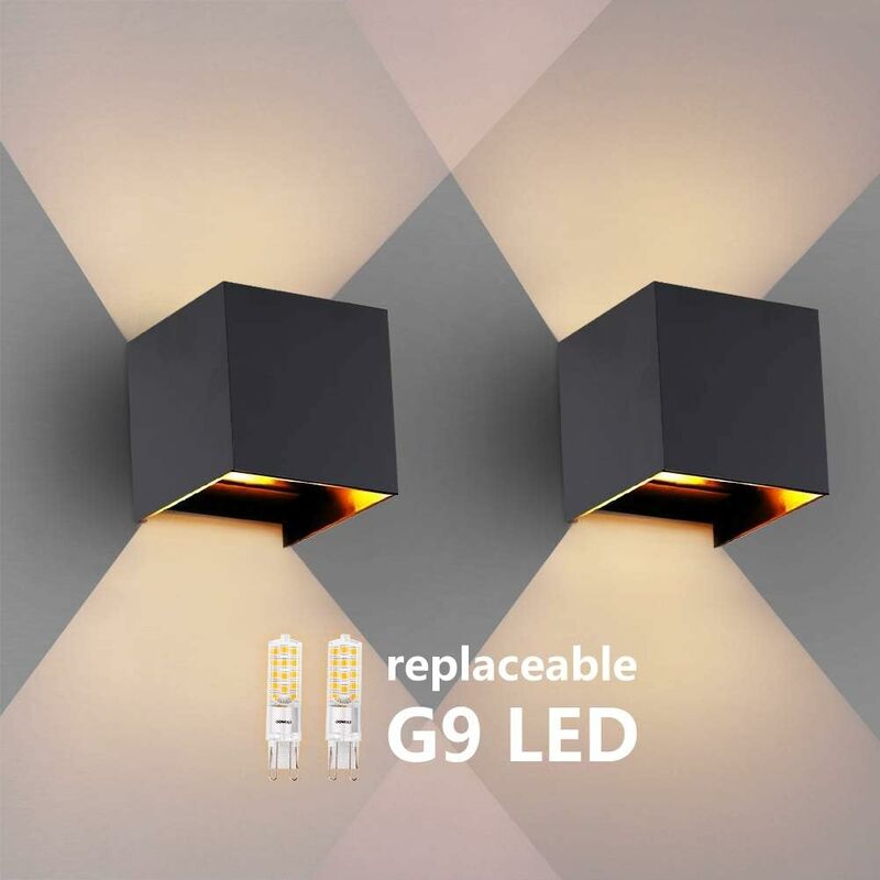 

Apliques de pared, Apliques de pared para interiores / exteriores [2 piezas] 3.8W 3000K, IP65 Impermeable, Luces hacia arriba Abajo Apliques de