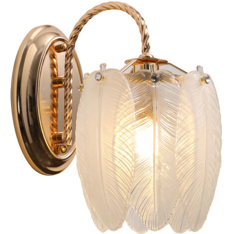 Apliques de pared con plumas de vidrio 丨 Lámpara de pared de lujo con luz francesa 丨 Apliques de pared regulables para mesita de noche de dormitorio 丨 Decoración de pared de fondo de sala de estar A