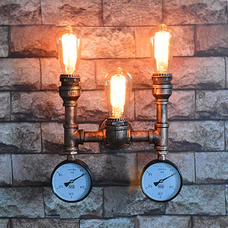 Apliques De Pared De Tubería De Agua De Simulación, Lámpara De Pared Creativa, 3 Portalámparas Lámpara De Pared Industrial Retro