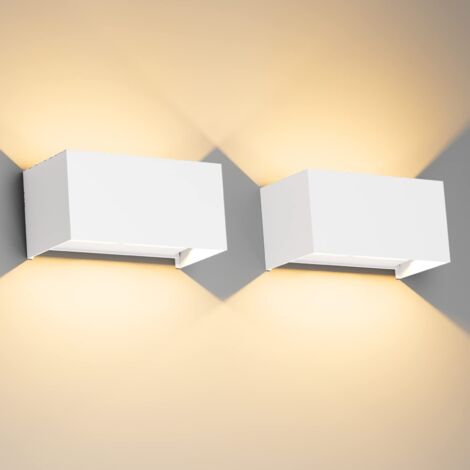 Apliques de pared LED 24 W para interior/exterior, 2 piezas, iluminación exterior, aplique de pared IP65, con ángulo de haz ajustable, blanco cálido