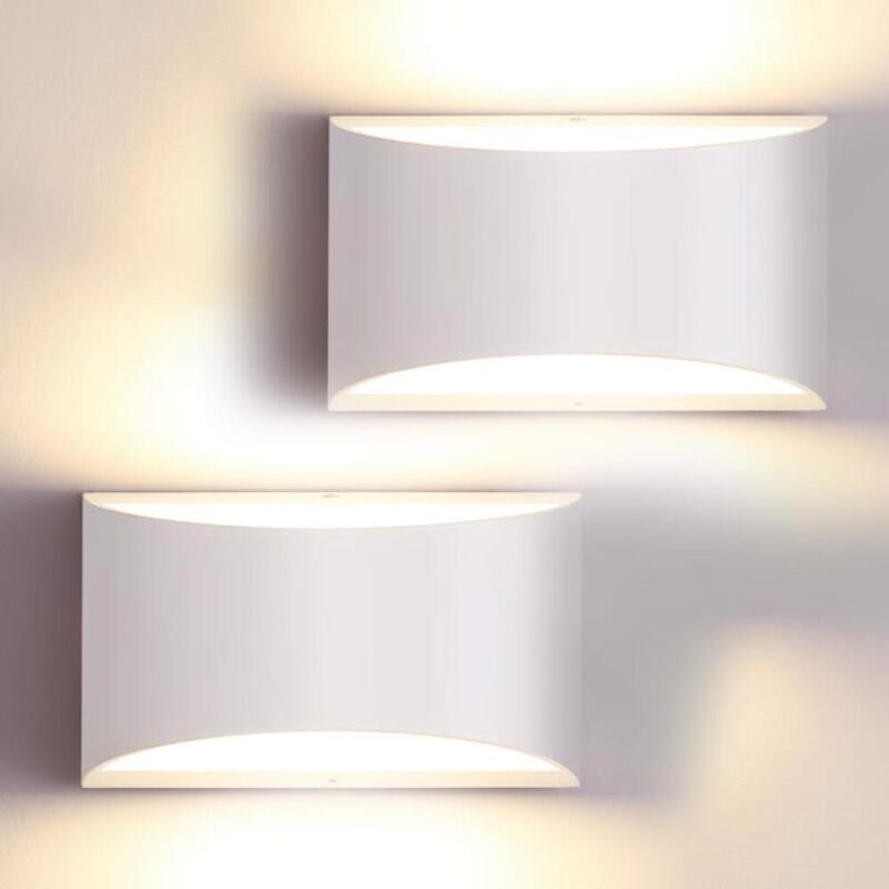 Apliques de pared LED modernos, juego de 2 apliques de pared blanco cálido 3000K, luz de pared arriba y abajo 7W