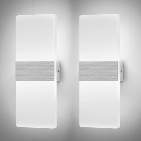 STOEX Apliques de Pared Led Simple Lámpara de Pared de Interior 6W Up Down Aplique de Pared Acrílico Moderno para Sala de Estar Dormitorio Camino Pasillo Escaleras Balcón Blanco Frío(2 Piezas)