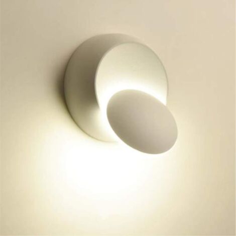 STOEX Apliques De Pared Modern Interior Aplique De Pared Creativo Redondo Led Creative 2 En 1 Lámpara De Pared De Hierro 5W Blanco Cálido (Blanco)