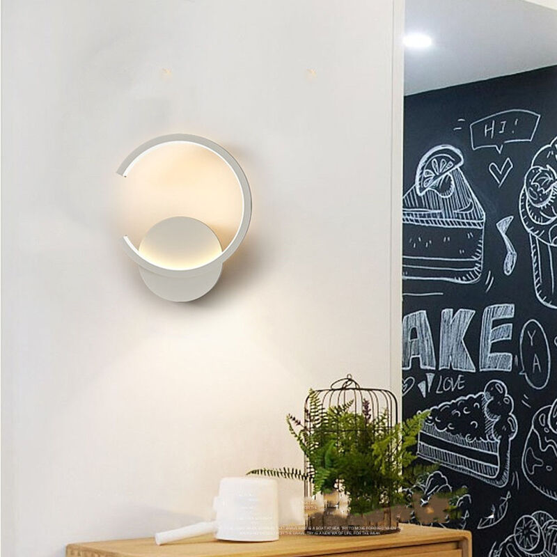 

Stoex - Apliques de Pared Moderna Led Minimalista Nórdico Blanco,Aplique de Pared Creativo Lámpara de Pared Redonda Blanco Cálido para Dormitorio Bar