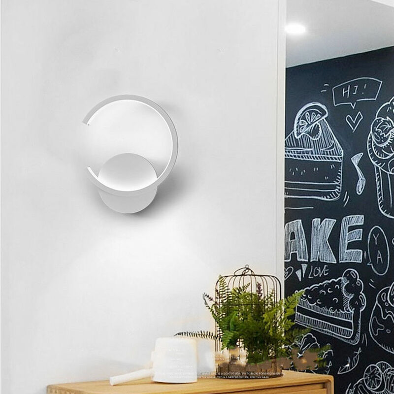 

Stoex - Apliques de Pared Moderna Led Minimalista Nórdico Blanco,Aplique de Pared Creativo Lámpara de Pared Redonda Blanco Frio para Dormitorio Bar