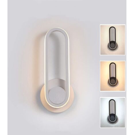 Apliques de pared modernos para interiores, 3 temperaturas de color, aplique LED de 24 W, giratorio 360° (blanco)