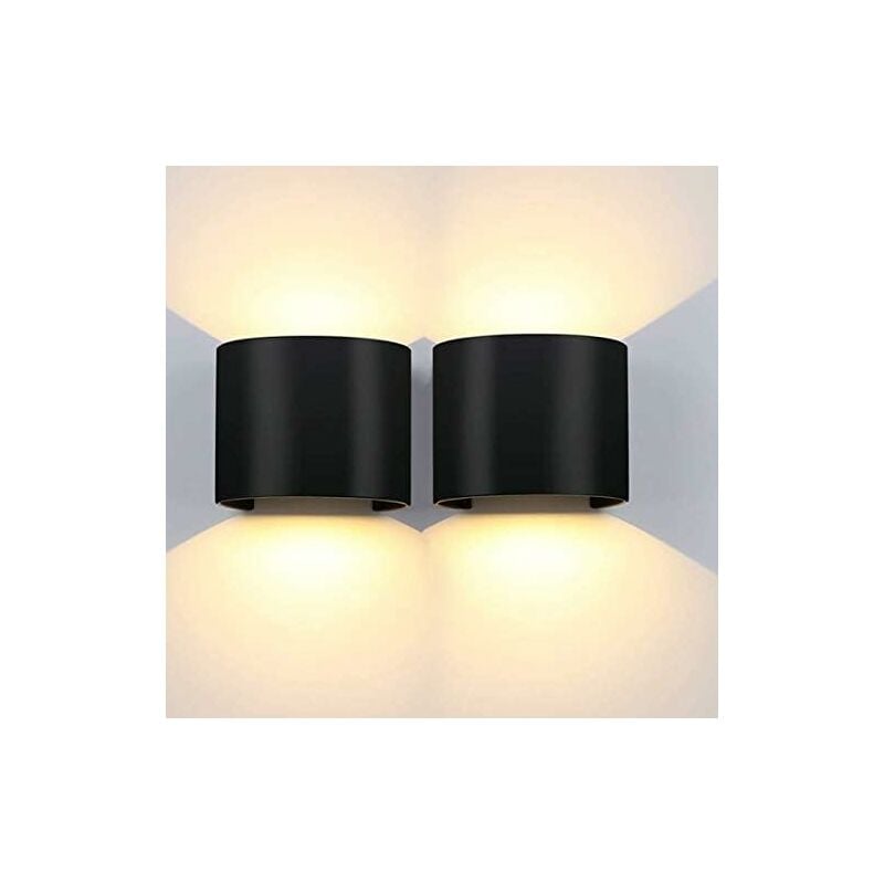 

Abcrital - Apliques de pared para interiores / exteriores de 10W, Aplique de pared LED semicircular negro de 3000K, Lámpara de pared LED moderna de