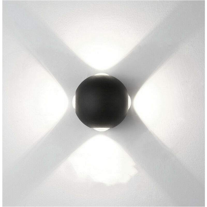 

Stoex - Apliques de Pared para Interiores (Negro) Aplique de Pared Led 4 Luz Lámpara de Pared Moderna Diseño Redondo Blanco Frio para Cafetería