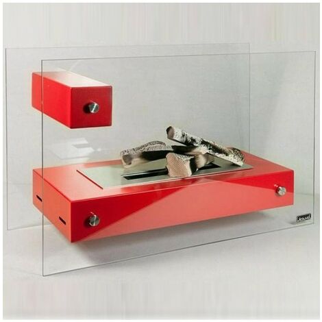 APO GLASS-B - Biocamino da pavimento freestanding rosso