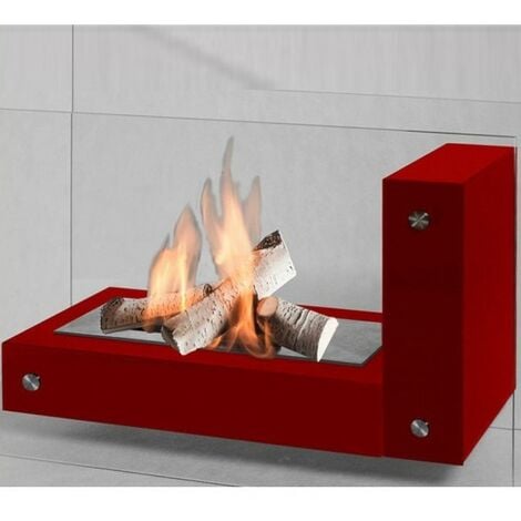 APO L GLASS - Biocamino da pavimento freestanding rosso