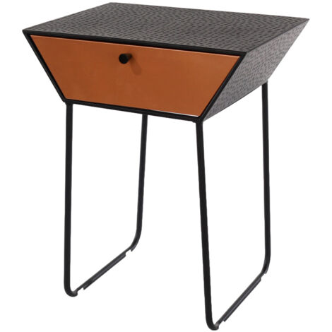Apollo 1 Drawer Bedside Cabinet - L34.5 x W46 x H57.5 cm - Black/Copper - Partially Assembled
