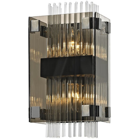 Apollo Applique murale à 1 lumière, bronze foncé, chrome poli, verre