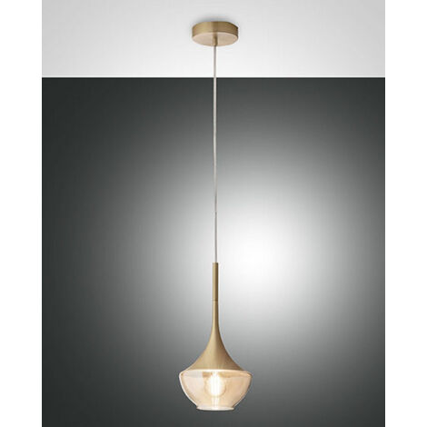 APOLLO SOSPENSIONE OTTONE SATINATO 1 LUCE ATTACCO E27 D.20CM IN METALLO E VETRO