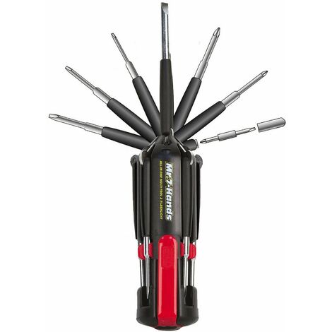 Apollo Tools Mr. DT1019 - Cacciaviti 8 in 1 con 7 mani, brevettato, con luce da lavoro