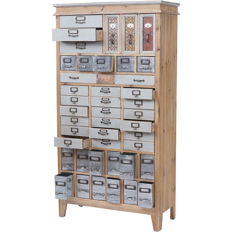 HHG - Apotheker-Schrank 071, Kommode, Tanne Holz massiv Vintage Shabby-Look 152x81x34cm