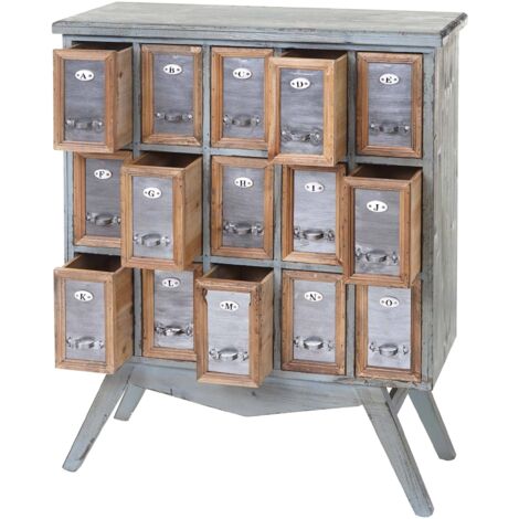 Apotheker-Schrank HHG-074, Kommode, Tanne Holz massiv Vintage Shabby-Look 94x73x32cm