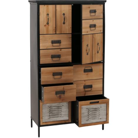 Apothekerkommode HHG-310, Schrank Highboard Schubladen, Vintage Shabby-Look 136x73x35cm, natur
