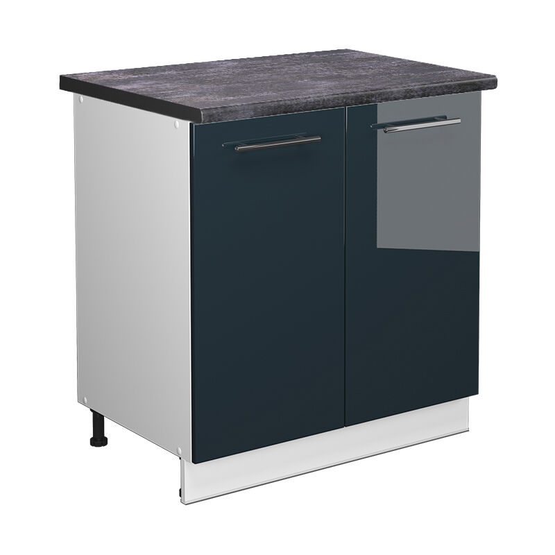 Vicco - Küchenschränke Fame-line, Dunkelblau Hochglanz, 80 Cm Mit Regal, Ap Anthrazit