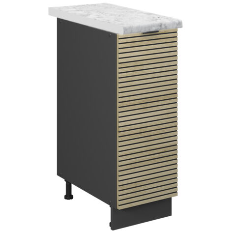 Apothekerschrank Fame-Line, Eiche Paneel, 30 cm , AP Marmor, Vicco