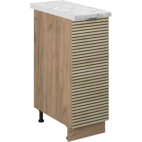 Apothekerschrank Fame-Line, Eiche Paneel, 30 cm , AP Marmor, Vicco