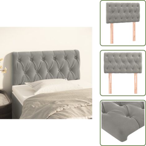 Apoyo para la espalda - vidaXL Cabecero de terciopelo gris claro 80x7x78/88 cm - Cama con cabecero