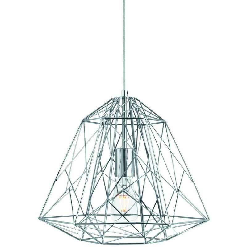 Image of Geometric Cage - Sospensione a soffitto a 1 filo di luce Cromo, E27 - Searchlight