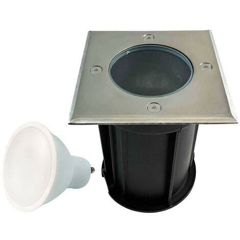 Apparecchio da incasso per esterni 5W 6000K Luce fredda. GU10 LED Faretto da incasso a pavimento + lampadina LED