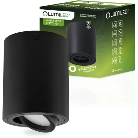 Apparecchio di illuminazione mobile a tubo alogeno a montaggio superficiale LUNDO GU10 LUMILED rotondo nero 80mm