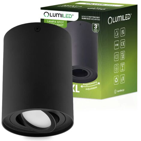 Apparecchio di illuminazione mobile alogeno da superficie AMAT-XL GU10 rotondo NERO