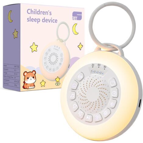 Appareil à Bruit Blanc pour Bébé – Aide à l'endormissement avec 30 sons de sommeil, veilleuse à intensité variable, 3 modes de minuterie, rechargeable USB-C avec mémoire