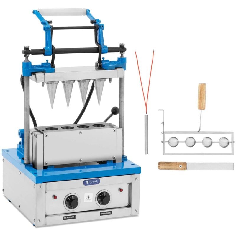 Royal Catering - Appareil à cornets de glace - 4200 w - 100 - 120 pcs/h - 60 - 120 s Machine à cornet de glace Gaufrier cornet de glace