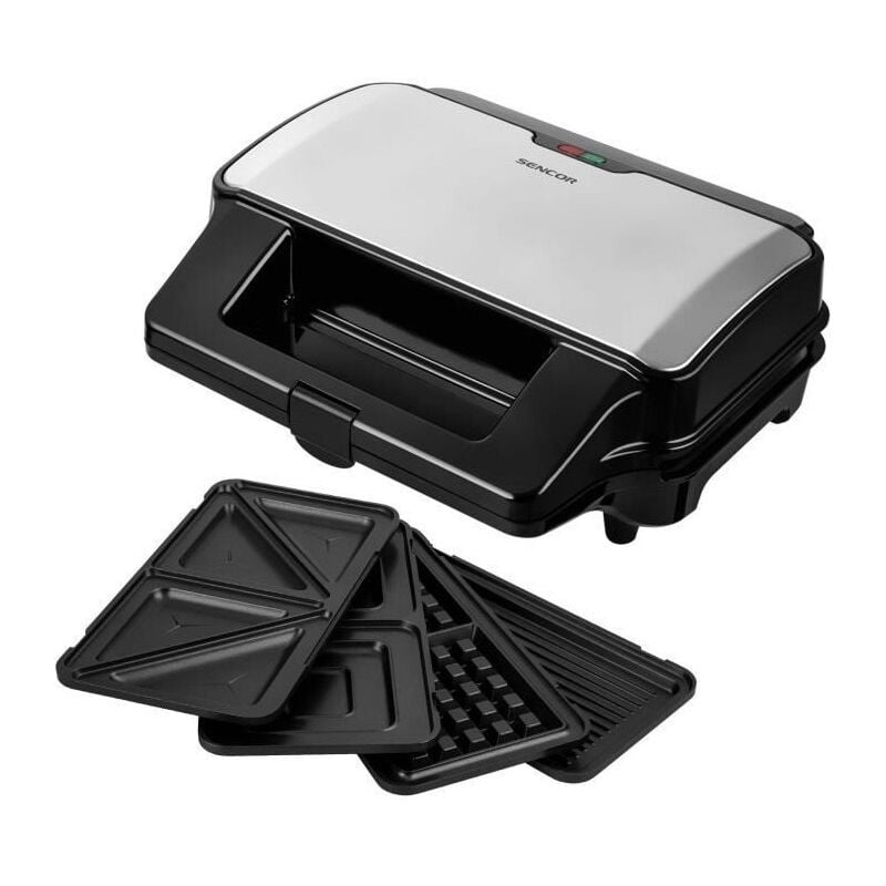 Appareil a croque-monsieur 4 en 1 Sencor ssm 9940SS - 900 w - 4 plaques - Boîtier CoolTouch - Argent