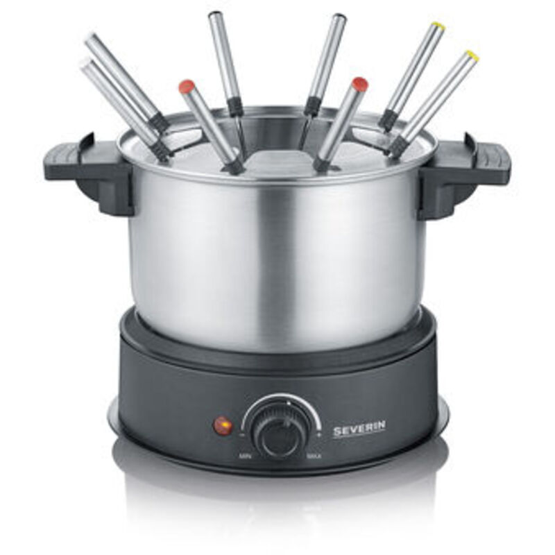 2470 Appareil à fondue 1500 w 8 fourchettes à fondue acier inoxydable (brossé), noir - Severin