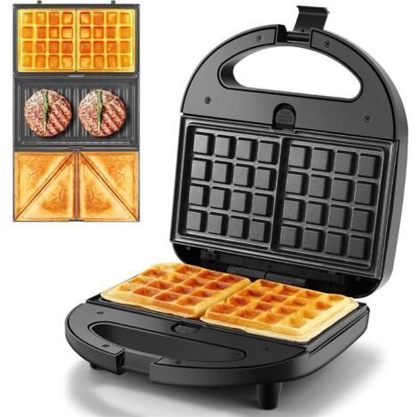 Appareil à gaufre, 750W Gaufrier Electrique, Machine a Gaufre pour 2 Gaufres, Plaques Antiadhésives, Température Automatique, Lumière De Cuisson