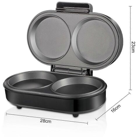 Appareil à mini-omelettes double, plaques rondes antiadhésives, compatible avec les prises européennes.
