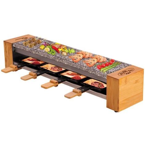 Appareil à raclette 4 personnes 600W – Pierre à griller amovible – Bois – Poids 3kg – Dimensions 50.2 x 11 x 10.5 cm – Little Balance