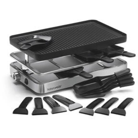 Appareil à raclette 8 personnes 1200W – Grill et crêpes – Revêtement anti-adhésif – Pieds antidérapants – 2m de câble – Naturamix - indus-8