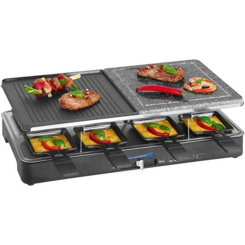 Clatronic - Raclette gril 2en1 8 personnes rg 3518 Noir