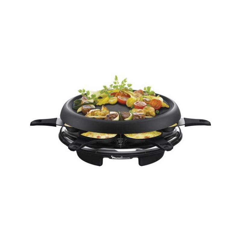 Appareil a Raclette Moulinex multifonction, Plancha, Crepiere, 6 personnes, Antiadhésif, Fabriqué en France, Accessimo RE15181