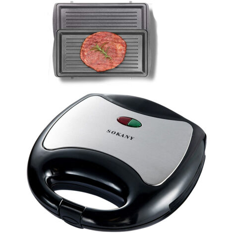 Appareil à sandwichs, gaufrier, grille-pain et grill électrique avec plaques antiadhésives pour un nettoyage facile et une chauffe rapide. - AquaForge