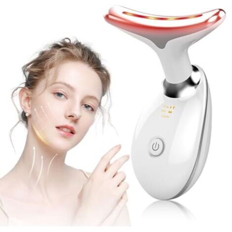 Appareil Anti Rides Visage, 3 Modes EMS Appareil de Gua Sha Visage, Appareil de Massage Visage 7 Couleurs, Chauffable 45°C Guasha Pour Visage Instrument, Double Menton Raffermissant et Liftant, blanc