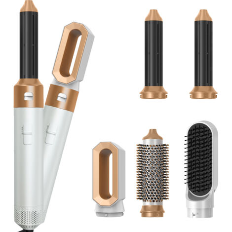 Appareil de coiffure 5 en 1 : brosse séchante, fer à friser, lisseur, ABS, doré