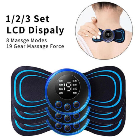 Appareil de massage cervical avec écran LCD, masseur électrique en 3 parties, rechargeable par USB, patch de massage cervical EMS pour soulager la douleur.