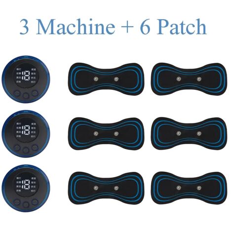 Appareil de massage cervical EMS Mini à impulsions électriques avec écran LCD et 8 modes. Patch de massage cervical, outil de soulagement des douleurs musculaires, masseur corporel portable 01101-Aqu