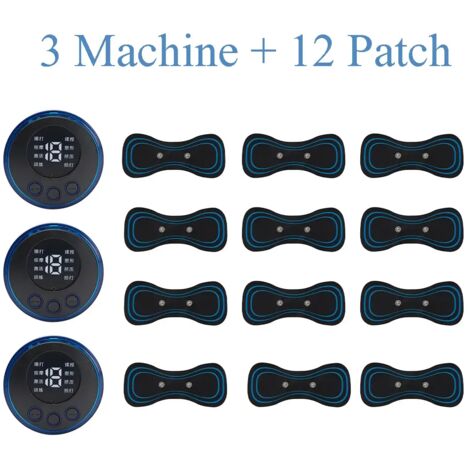 Appareil de massage cervical EMS Mini à impulsions électriques avec écran LCD et 8 modes. Patch de massage cervical, outil de soulagement des douleurs musculaires, masseur corporel portable 01103-Aqu