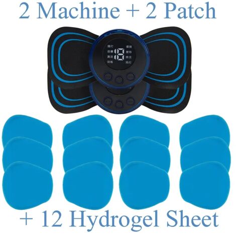 Appareil de massage cervical EMS Mini à impulsions électriques avec écran LCD et 8 modes. Patch de massage cervical, outil de soulagement des douleurs musculaires, masseur corporel portable01111-AquaF
