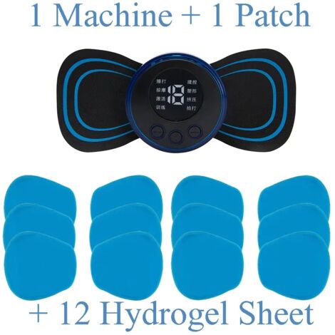 Appareil de massage cervical EMS Mini à impulsions électriques avec écran LCD et 8 modes. Patch de massage cervical pour soulager les douleurs musculaires. Appareil de massage corporel portable 01109