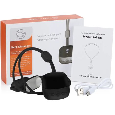 Appareil de massage cervical et dorsal TENS+EMS à microcourant, 4 modes, portable, avec compresse chaude pour les épaules et la nuque-AquaForge