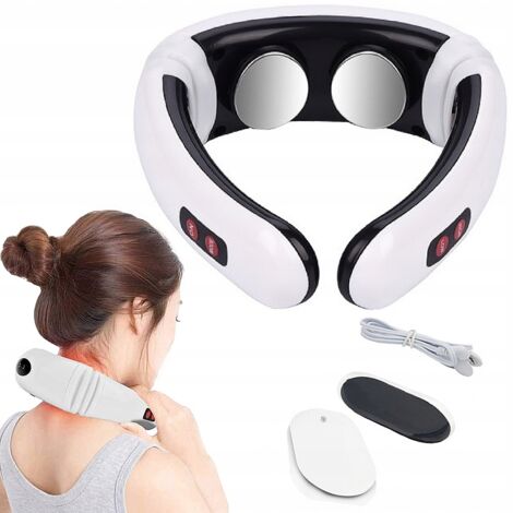 Appareil de massage cervical par électrostimulation (EMS) - Soulagement des douleurs cervicales, dorsales et des épaules grâce à 6 programmes et massage par pulsations-AquaForge